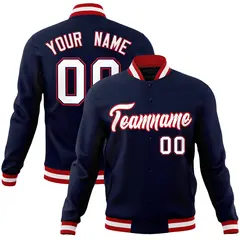 Navy White-Red Classic Varsity Full-Snap Letterman Jacket 1