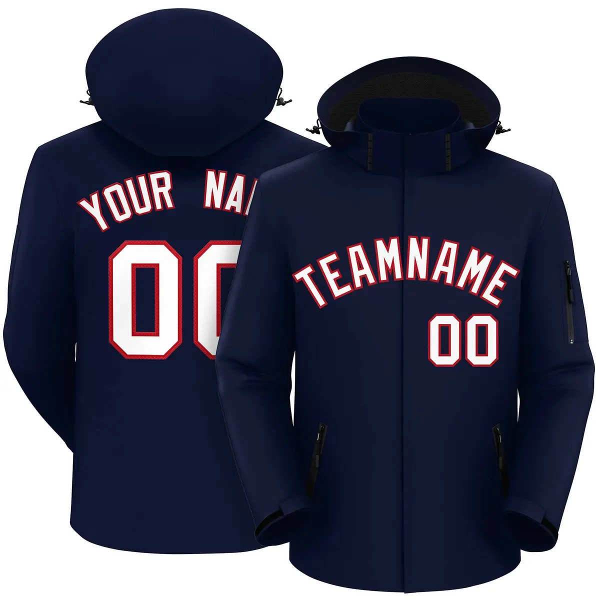 Navy White-Red Classic Waterproof Jacket