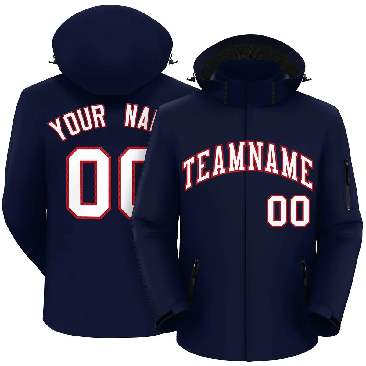 Navy White-Red Classic Waterproof Jacket