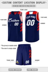 Navy White-Red Double Side Sets Basketball Jersey 2