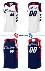 Navy White-Red Double Side Sets Basketball Jersey 3