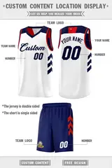 Navy White-Red Double Side Sets Basketball Jersey 4