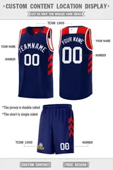 Navy White-Red Double Side Sets Basketball Jersey 2