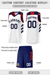 Navy White-Red Double Side Sets Basketball Jersey 4