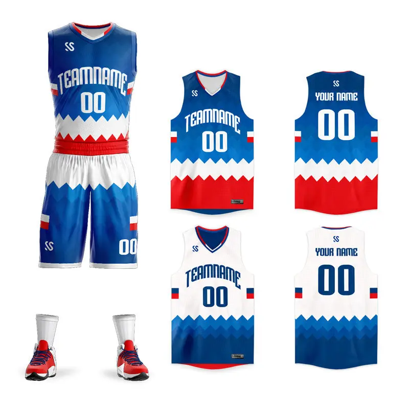 Navy White-Red Double Side Sportswear Basketball Jersey