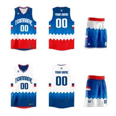 Navy White-Red Double Side Sportswear Basketball Jersey 3