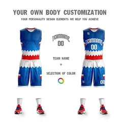 Navy White-Red Double Side Sportswear Basketball Jersey 5