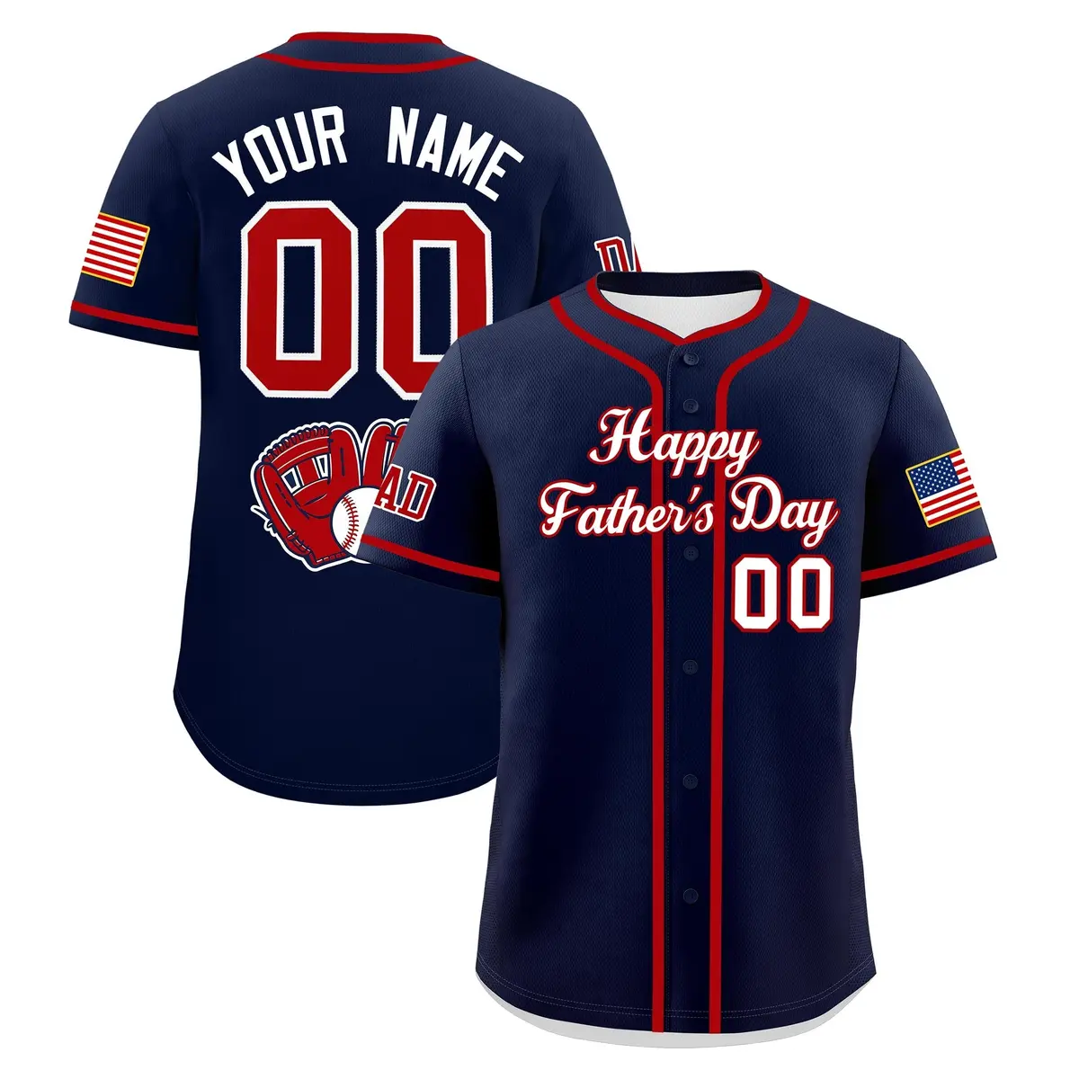 Navy White Red Father's Day Classic Baseball Jersey