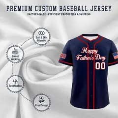 Navy White Red Father's Day Classic Baseball Jersey 3