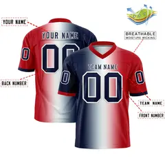Navy White-Red Gradient Fashion Authentic Football Jersey 2