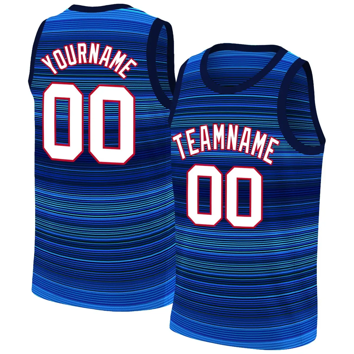 Navy White Red Gradient Fashion Basketball Jersey
