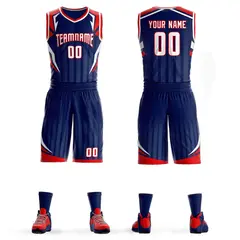 Navy White-Red Graffiti Angular Element Basketball Jersey