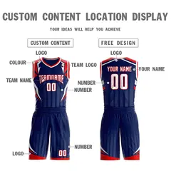 Navy White-Red Graffiti Angular Element Basketball Jersey 3