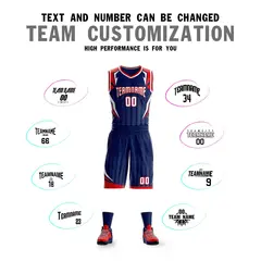 Navy White-Red Graffiti Angular Element Basketball Jersey 4
