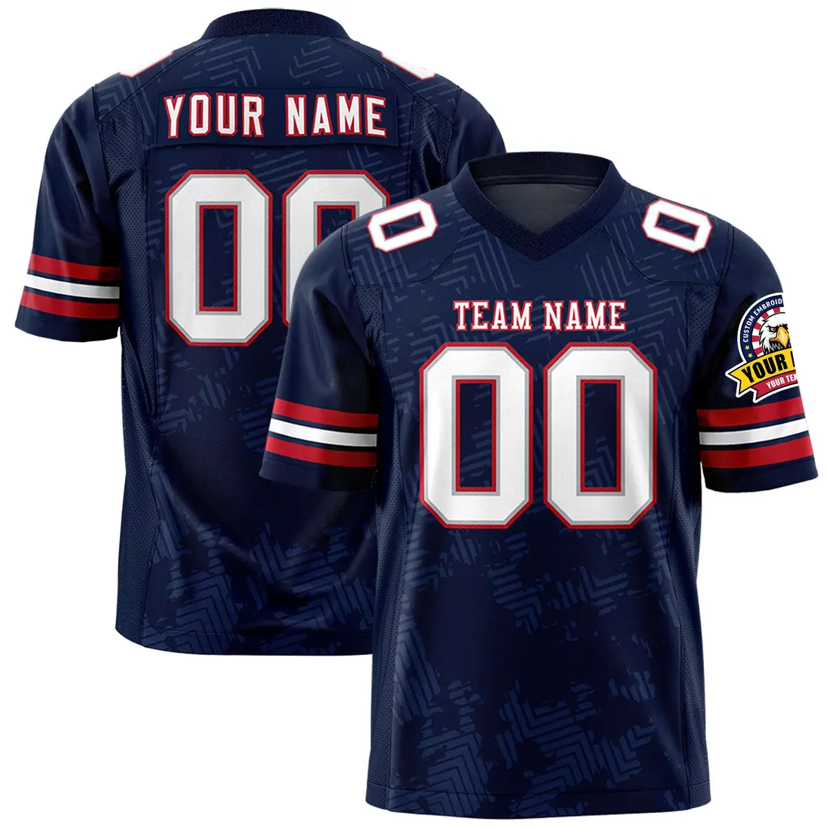 Navy White-Red Graffiti Line Authentic Football Jersey