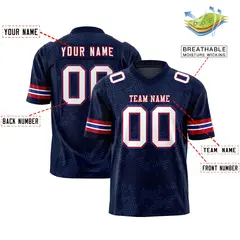 Navy White-Red Graffiti Line Authentic Football Jersey 2