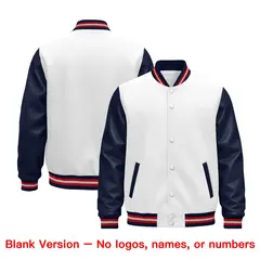 Navy White Red Gray Varsity Full-Snap Letterman Jacket 5