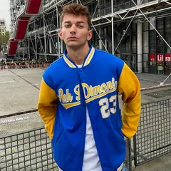 Navy White-Red Letterman Solid Varsity Full-Snap Jacket 2