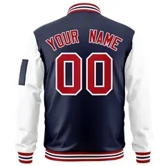 Navy White-Red Raglan Sleeves Full-Zip Varsity Letterman Jacket 4