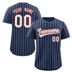 Navy White-Red Stripe Authentic Fashion Baseball Jersey
