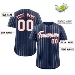 Navy White-Red Stripe Authentic Fashion Baseball Jersey 2