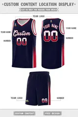 Navy White-Red Two Tone Font Sports Basketball Jersey 2