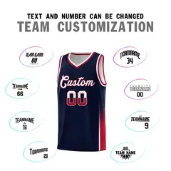 Navy White-Red Two Tone Font Sports Basketball Jersey 3