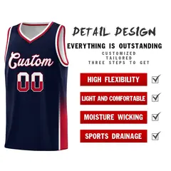 Navy White-Red Two Tone Font Sports Basketball Jersey 4