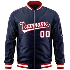 Navy White-Red Varsity Letterman Bomber Jacket 3