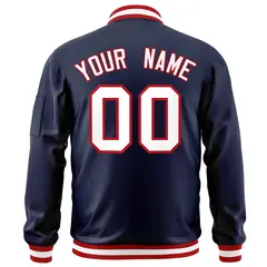 Navy White-Red Varsity Letterman Bomber Jacket 4