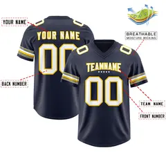 Navy White Retro Sleeve Line Authentic Football Jersey 2
