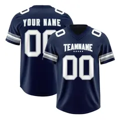 Navy White Retro Sleeve Line Authentic Football Jersey 1