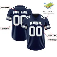 Navy White Retro Sleeve Line Authentic Football Jersey 2