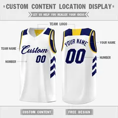 Navy White Reversible Double Side Basketball Jersey 3