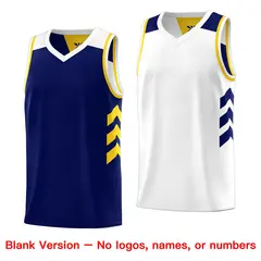 Navy White Reversible Double Side Basketball Jersey 7
