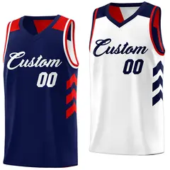 Navy White Reversible Double Side Basketball Jersey