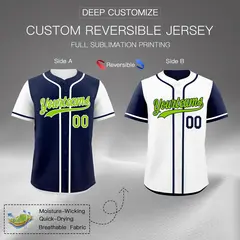 Navy White Reversible Raglan Baseball Jersey 2