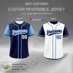 Navy White Reversible Raglan Baseball Jersey 2