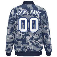 Navy White-Royal Camo Varsity Letterman Bomber Jacket 4