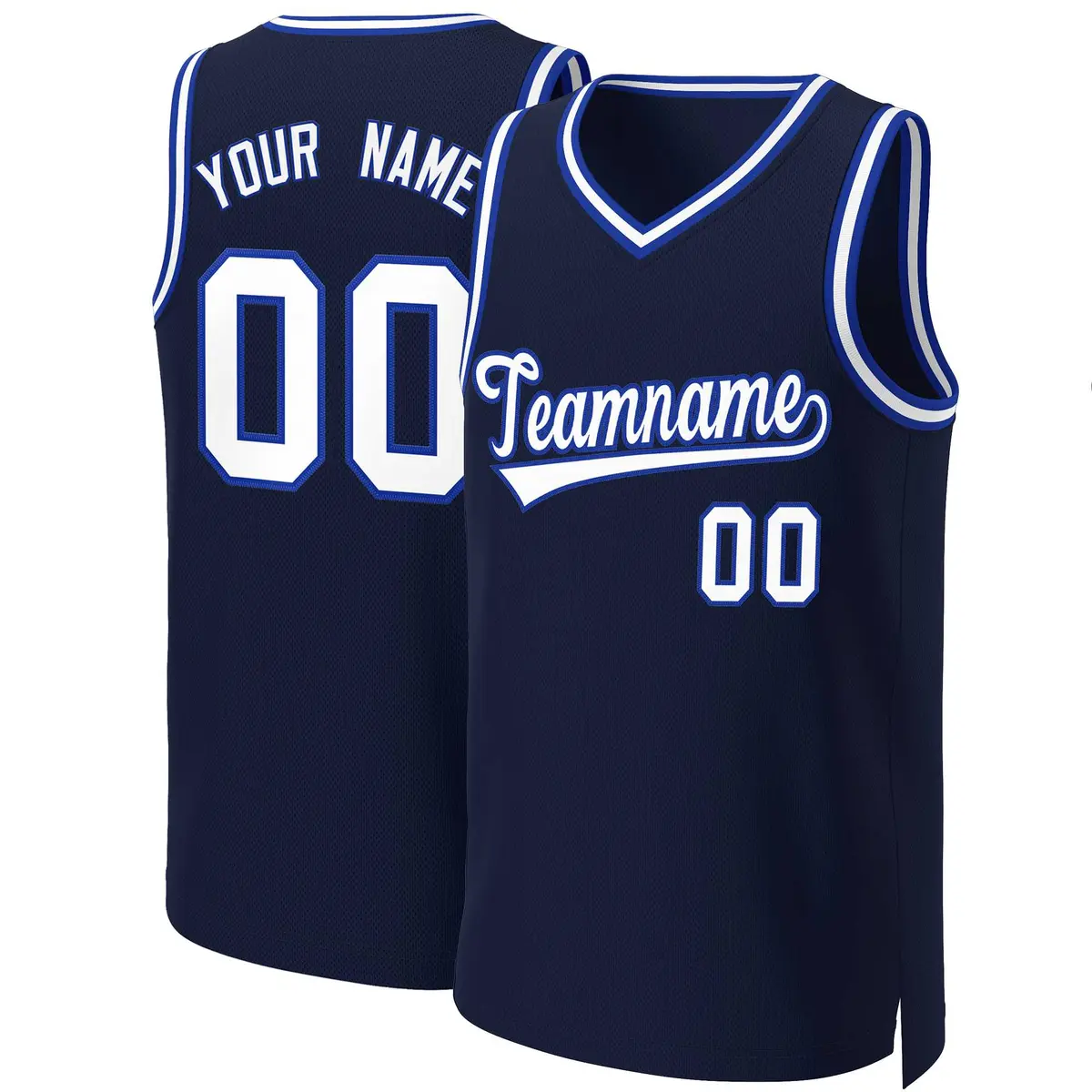 Navy White-Royal Classic Basketball Jersey