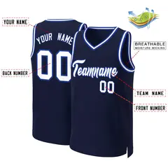 Navy White-Royal Classic Basketball Jersey 2