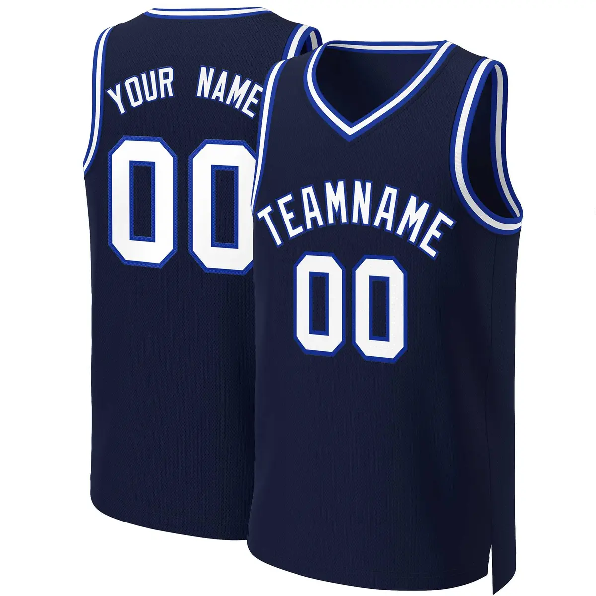 Navy White-Royal Classic Basketball Jersey