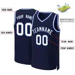 Navy White-Royal Classic Basketball Jersey 2