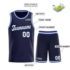 Navy White-Royal Classic Sets Basketball Uniform Jersey 3