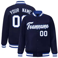 Navy White-Royal Full-Snap Varsity Letterman Jacket