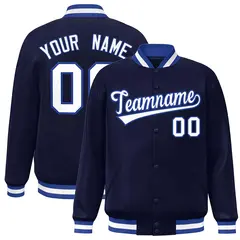 Navy White-Royal Full-Snap Varsity Letterman Jacket