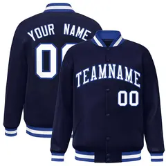 Navy White-Royal Full-Snap Varsity Letterman Jacket
