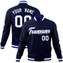 Navy White-Royal Full-Snap Varsity Letterman Jacket