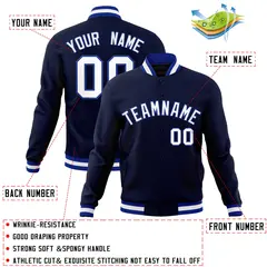 Navy White-Royal Full-Snap Varsity Letterman Jacket 4