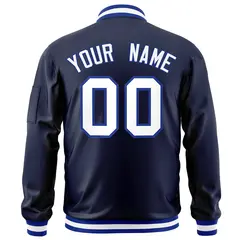 Navy White-Royal Full-Zip Varsity Letterman Bomber Jacket 4